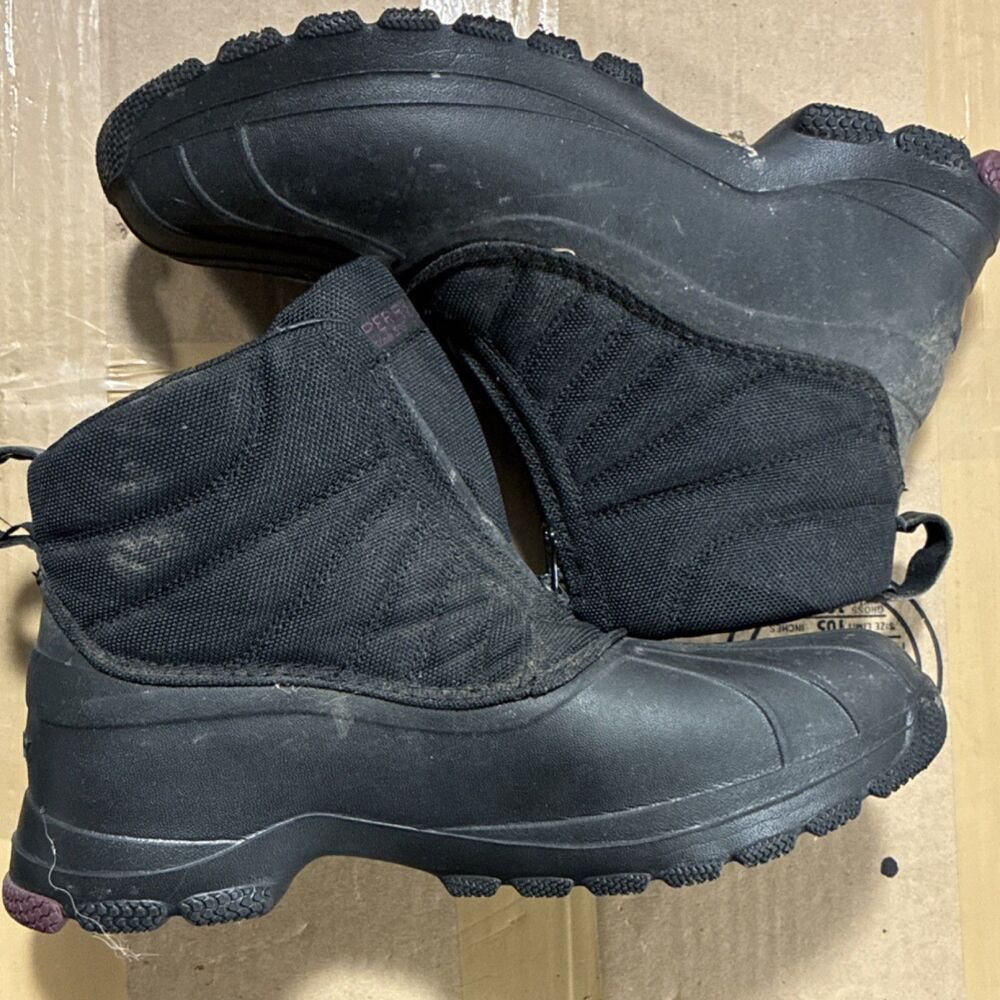 SPERRY Women's‎ Insulated Winter Snow Boots Black Zip Ankle STS88064 Size 8.5